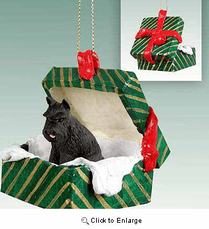 Schnauzer Gift Box Christmas Ornament Black