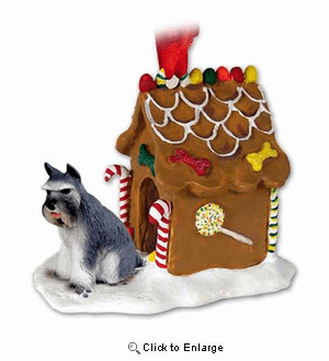 Schnauzer Gingerbread House Christmas Ornament Gray