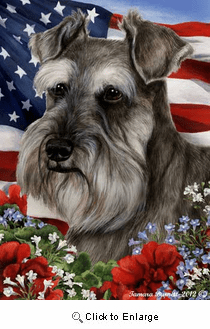 Schnauzer House Flag Grey Uncropped
