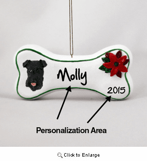 Schnauzer Personalized Dog Bone Christmas Ornament Black Uncropped