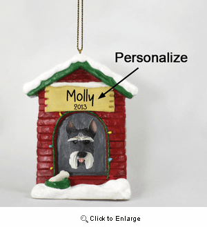 Schnauzer Personalized Dog House Christmas Ornament