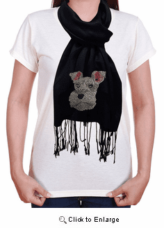 Schnauzer Rhinestone-Stud Pashmina Wrap Scarf