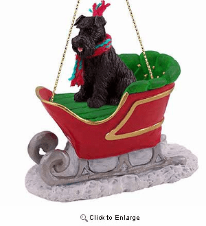 Schnauzer Sleigh Ride Christmas Ornament Black Uncropped