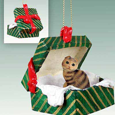 Scottish Fold Cat Gift Box Christmas Ornament