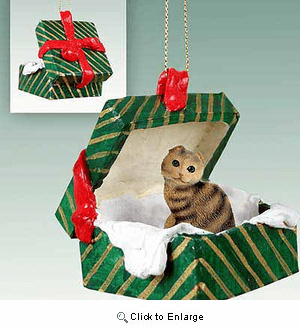 Scottish Fold Cat Gift Box Christmas Ornament