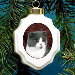 Scottish Fold Christmas Ornament Porcelain