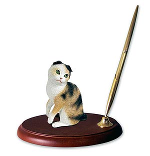 Scottish Fold Cat Pen Holder (Tortoise)