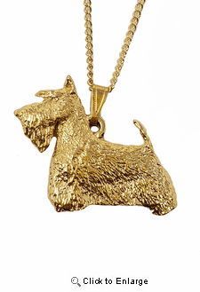 Scottish Terrier 24K Gold Plated Pendant with Necklace
