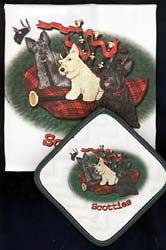 Scottish Terrier Dish Towel & Potholder