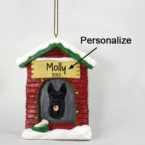 Scottish Terrier Personalized Dog House Christmas Ornament