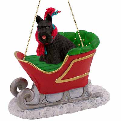 Scottish Terrier Sleigh Ride Christmas Ornament