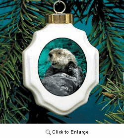 Sea Otter Christmas Ornament Porcelain