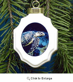 Sea Turtle Christmas Ornament Porcelain