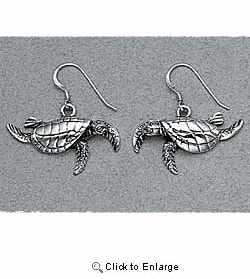 Sea Turtle Earrings Sterling Silver