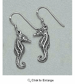 Seahorse Earrings Sterling Silver
