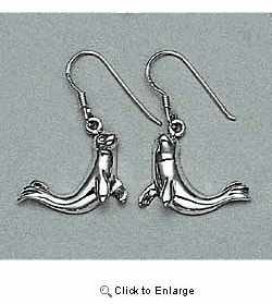 Seal Earrings Sterling Silver