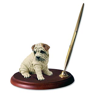 Shar Pei Pen Holder (Cream)