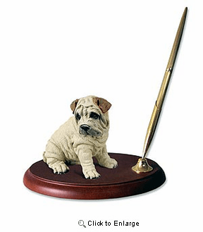 Shar Pei Pen Holder (Cream)
