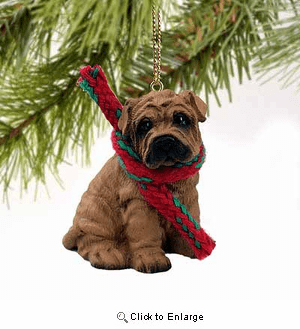 Shar Pei Tiny One Christmas Ornament Brown