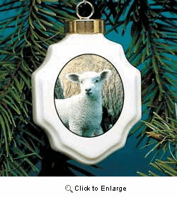 Sheep Christmas Ornament Porcelain