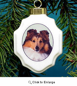Sheltie Christmas Ornament Porcelain