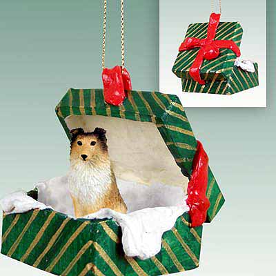 Shetland Sheepdog Gift Box Christmas Ornament Sable