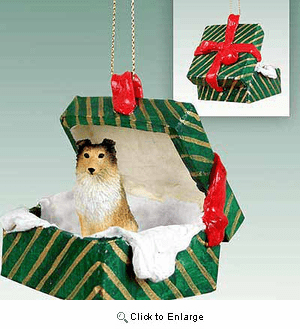 Shetland Sheepdog Gift Box Christmas Ornament Sable