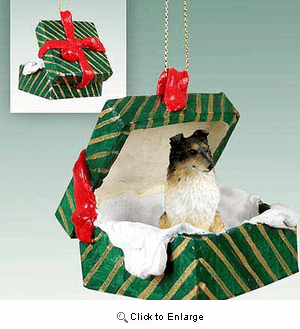 Shetland Sheepdog Gift Box Christmas Ornament Tricolor