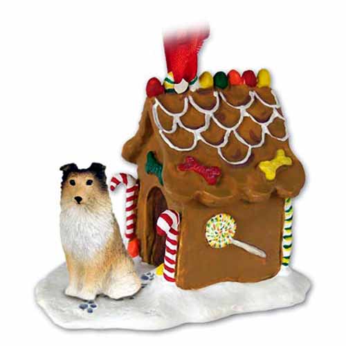 Shetland Sheepdog Gingerbread House Christmas Ornament Sable