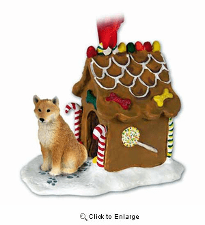 Shiba Inu Gingerbread House Christmas Ornament