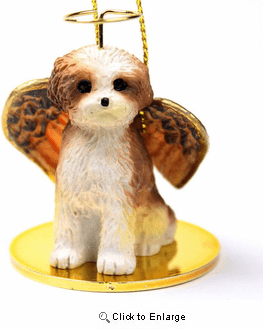 Shih Tzu Angel Ornament Tan Sport Cut
