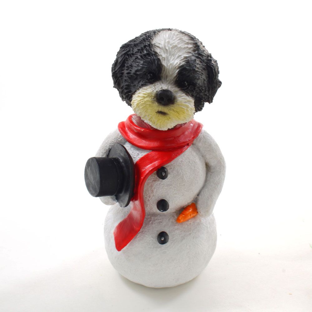 Shih Tzu B-W Sport Cut Snowman Christmas Decoration