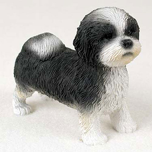 Shih Tzu Black & White Puppy Cut Figurine