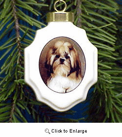 Shih Tzu Christmas Ornament Porcelain