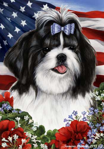Shih Tzu House Flag Black