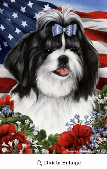 Shih Tzu House Flag Black