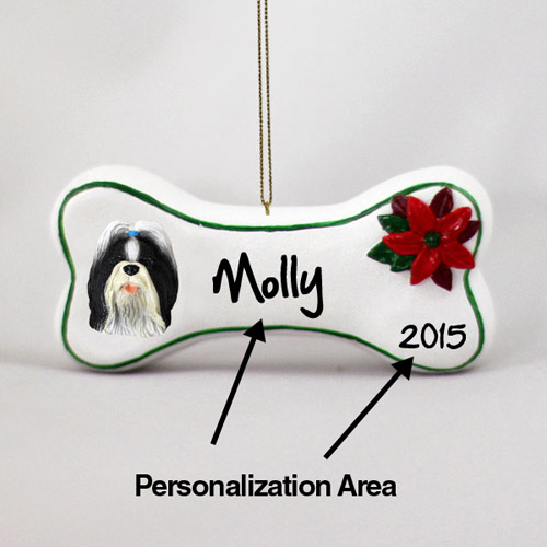 Shih Tzu Personalized Dog Bone Christmas Ornament