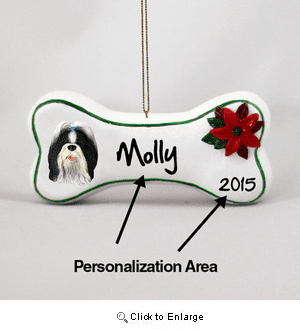 Shih Tzu Personalized Dog Bone Christmas Ornament
