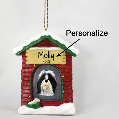 Shih Tzu Personalized Dog House Christmas Ornament