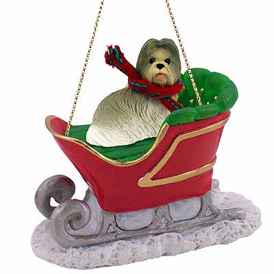 Shih Tzu Sleigh Ride Christmas Ornament Mixed