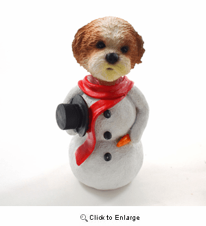 Shih Tzu Tan Sport Cut Snowman Christmas Decoration