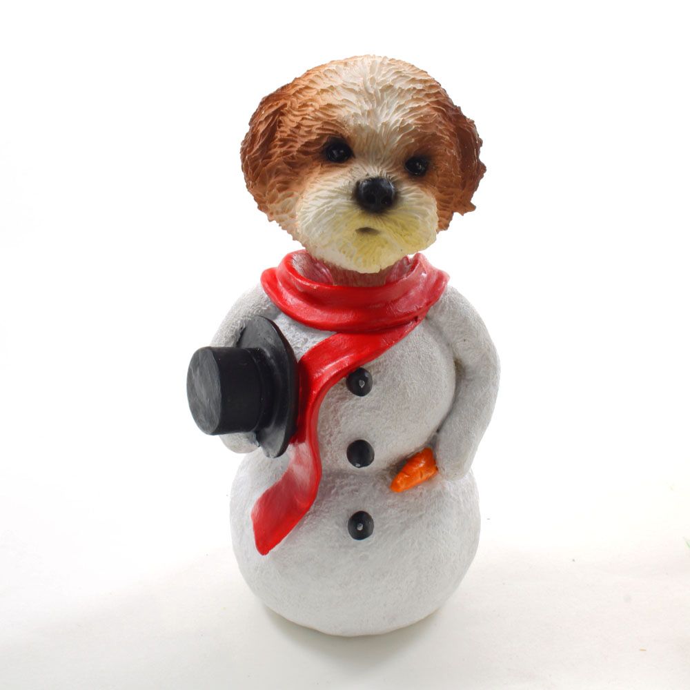 Shih Tzu Tan Sport Cut Snowman Christmas Decoration