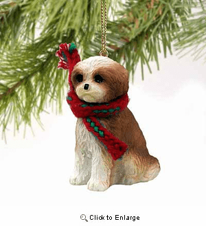 Shih Tzu Tiny One Christmas Ornament Tan Sport Cut