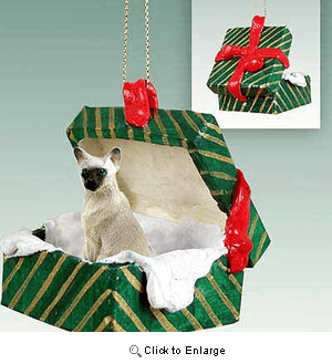 Siamese Cat Gift Box Christmas Ornament