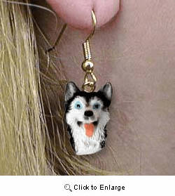 Siberian Husky Authentic Earrings