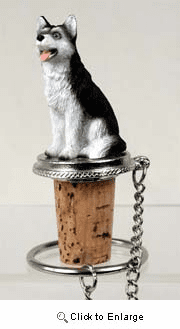 Siberian Husky Bottle Stopper (Blue Eyed)