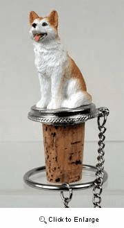 Siberian Husky Bottle Stopper (Red and White with blue eye)