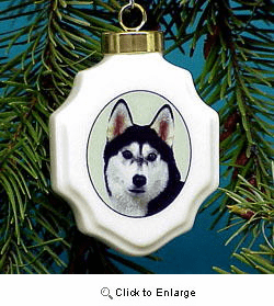 Siberian Husky Christmas Ornament Porcelain