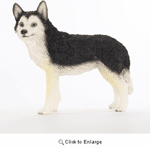 Siberian Husky Figurine BW Bn Eyes