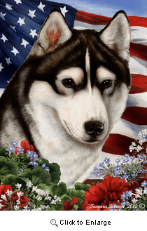 Siberian Husky House Flag Black-White